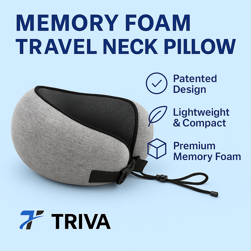 Almohada de viaje para el cuello de espuma viscoelástica TRVL+