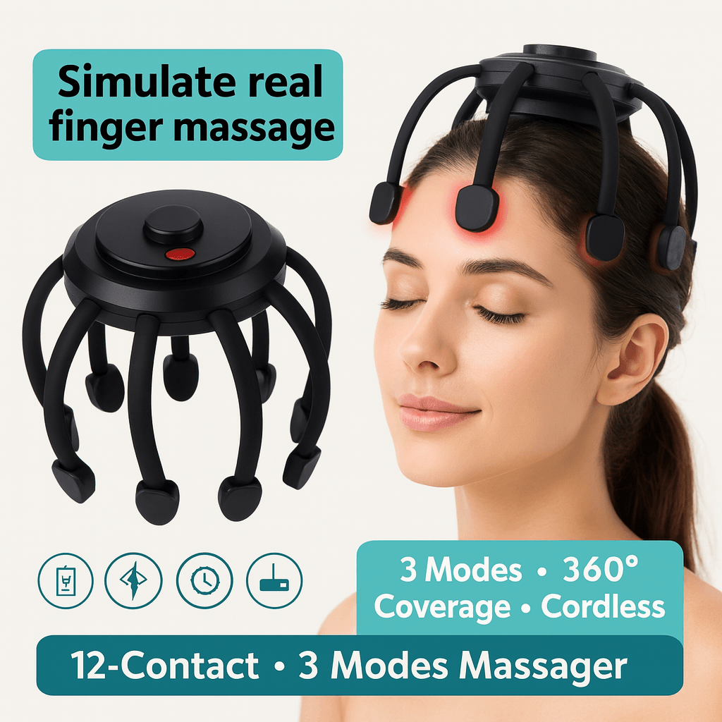 Masajeador de cabeza relajante inalámbrico de 360 grados