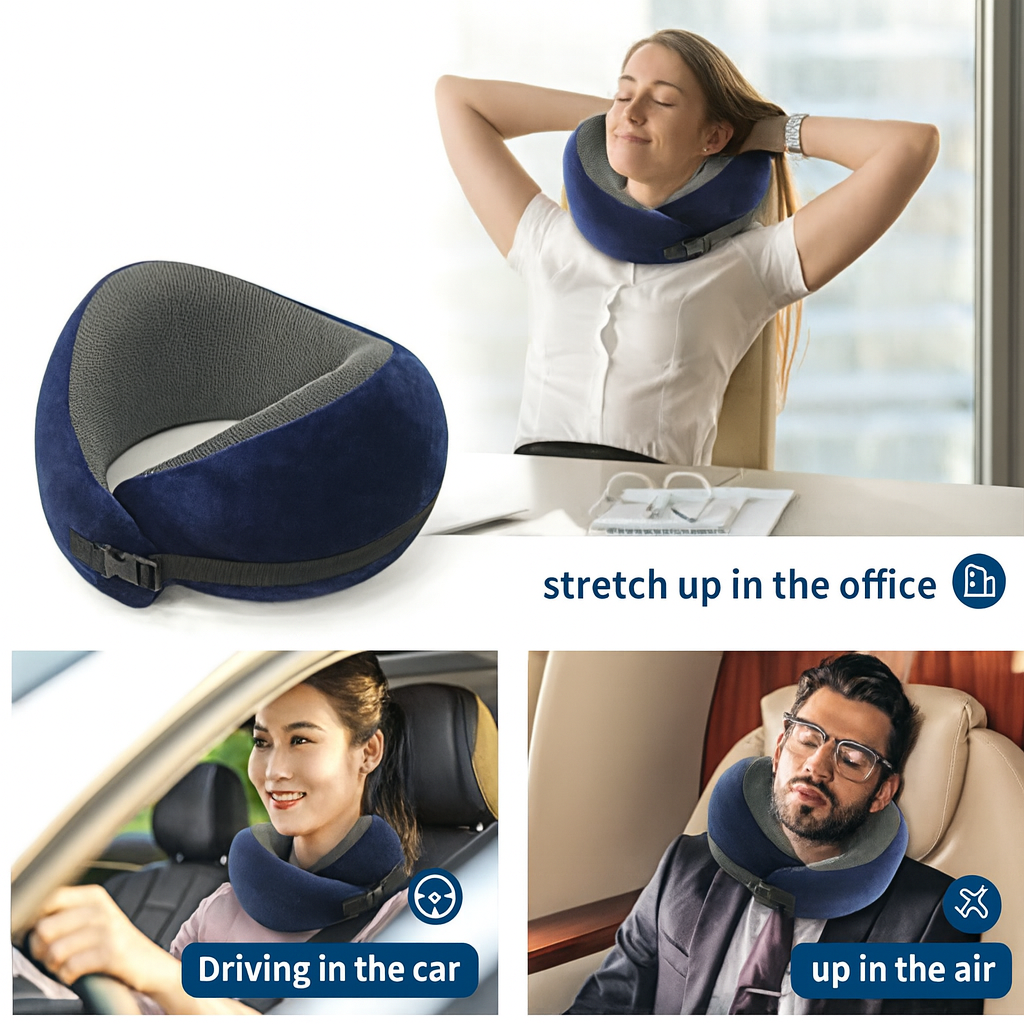 Almohada de viaje para el cuello de espuma viscoelástica TRVL+