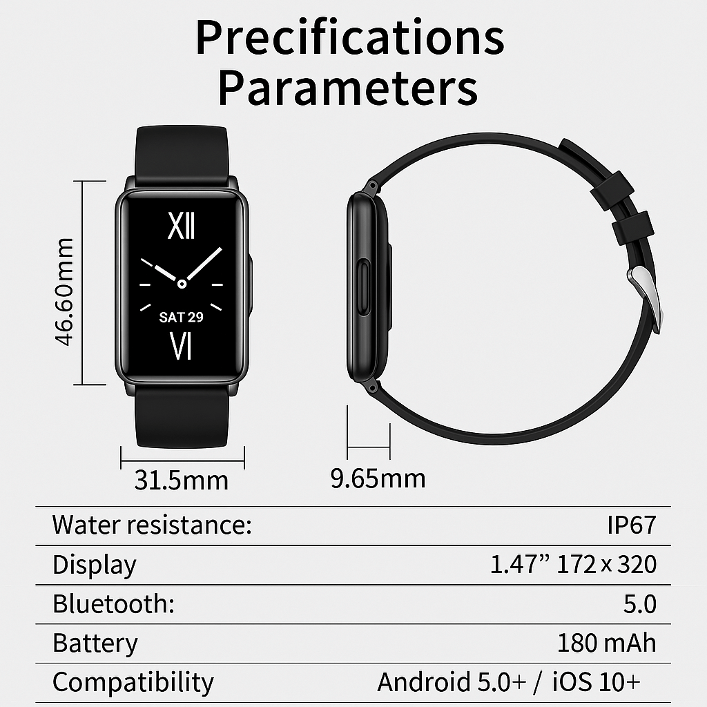Slim 1.47″ Smart Watch – Call, Health & Fitness Tracker (Men & Women)