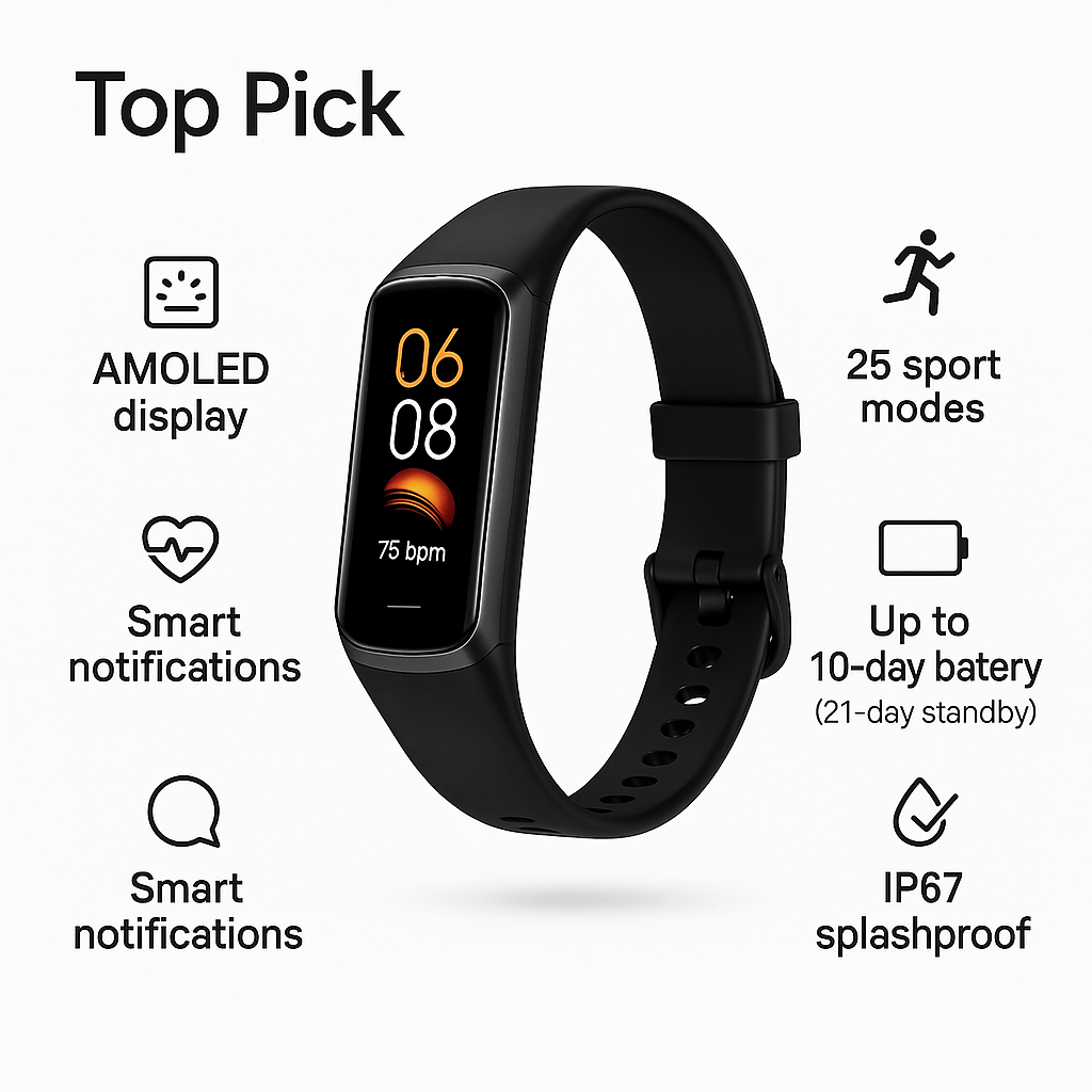 AMOLED Smart Watch – Health Tracking, 25 Sport Modes & Message Alerts