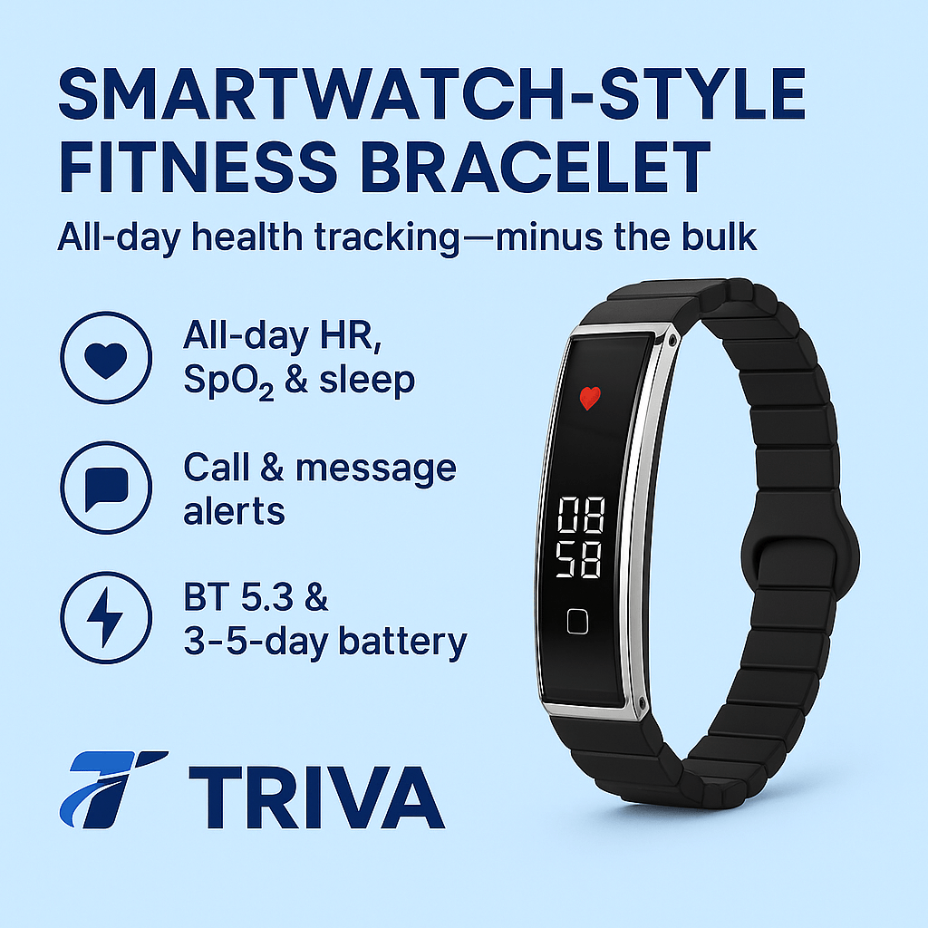 Ultra-Slim Smartwatch-Style Fitness Bracelet — HRV, SpO₂ & Sleep