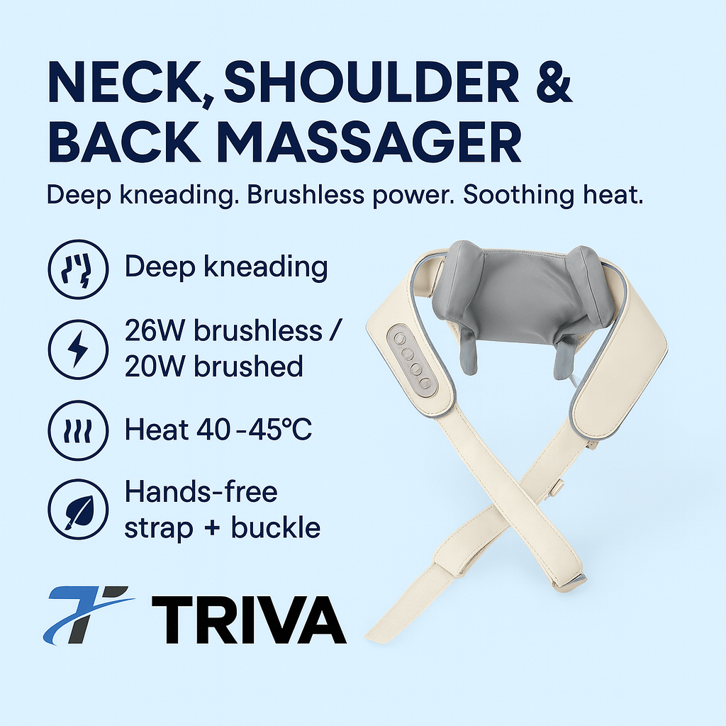 Neck, Shoulder & Back Kneading Massager (26W Brushless / 20W Brushed)