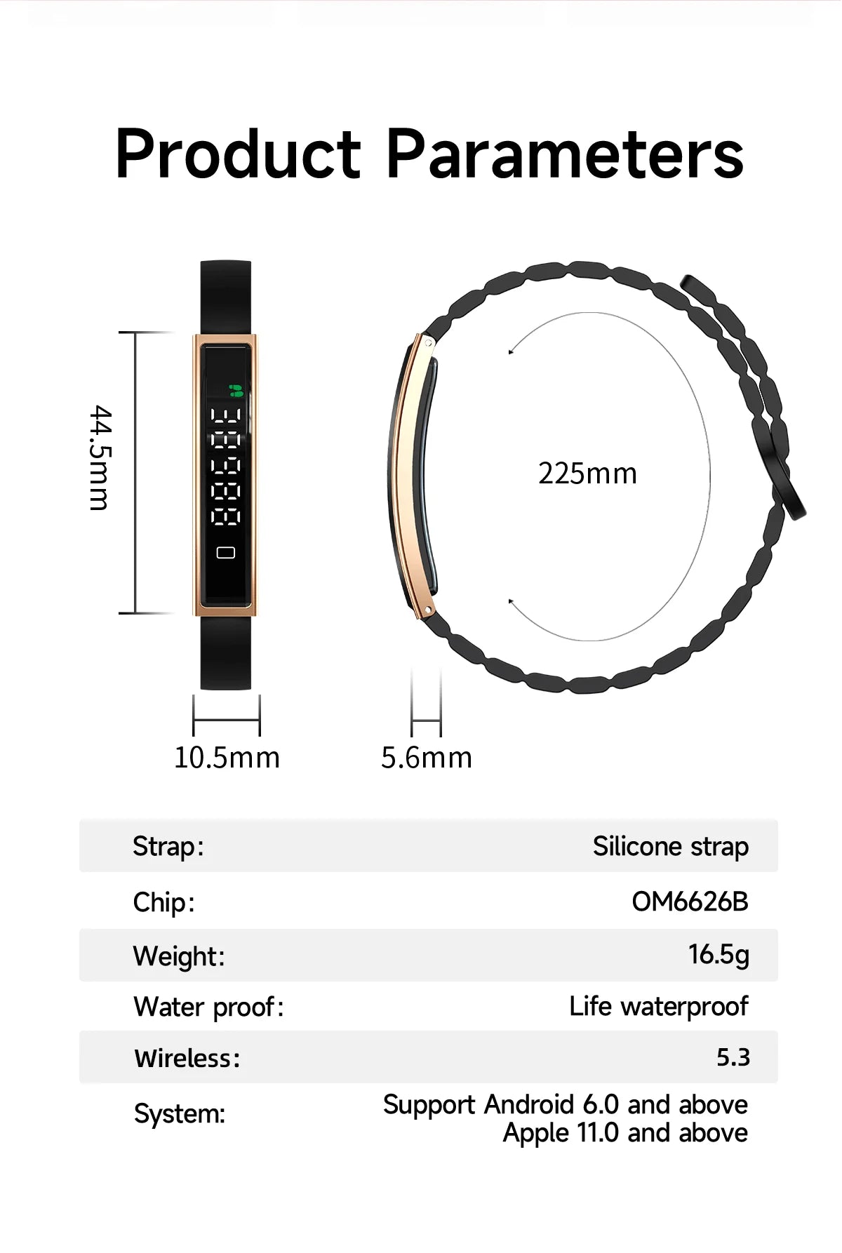 Ultra-Slim Smartwatch-Style Fitness Bracelet — HRV, SpO₂ & Sleep
