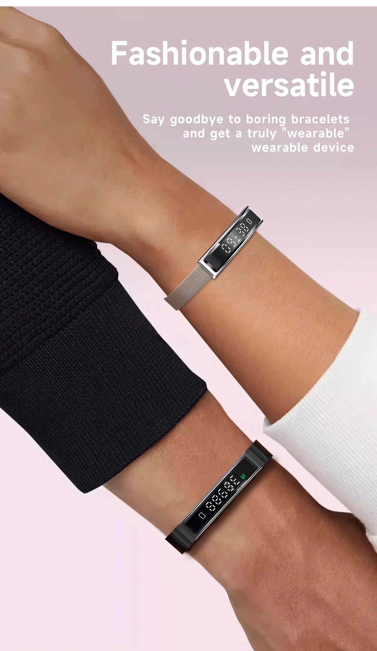 Ultra-Slim Smartwatch-Style Fitness Bracelet — HRV, SpO₂ & Sleep