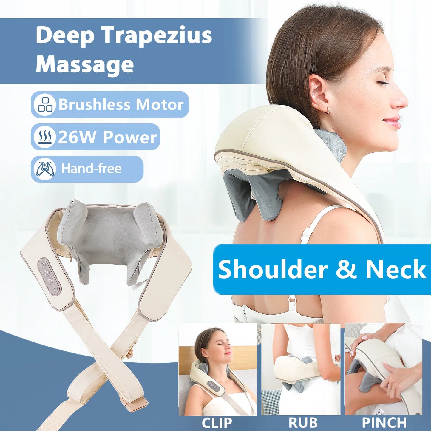 Neck, Shoulder & Back Kneading Massager (26W Brushless / 20W Brushed)