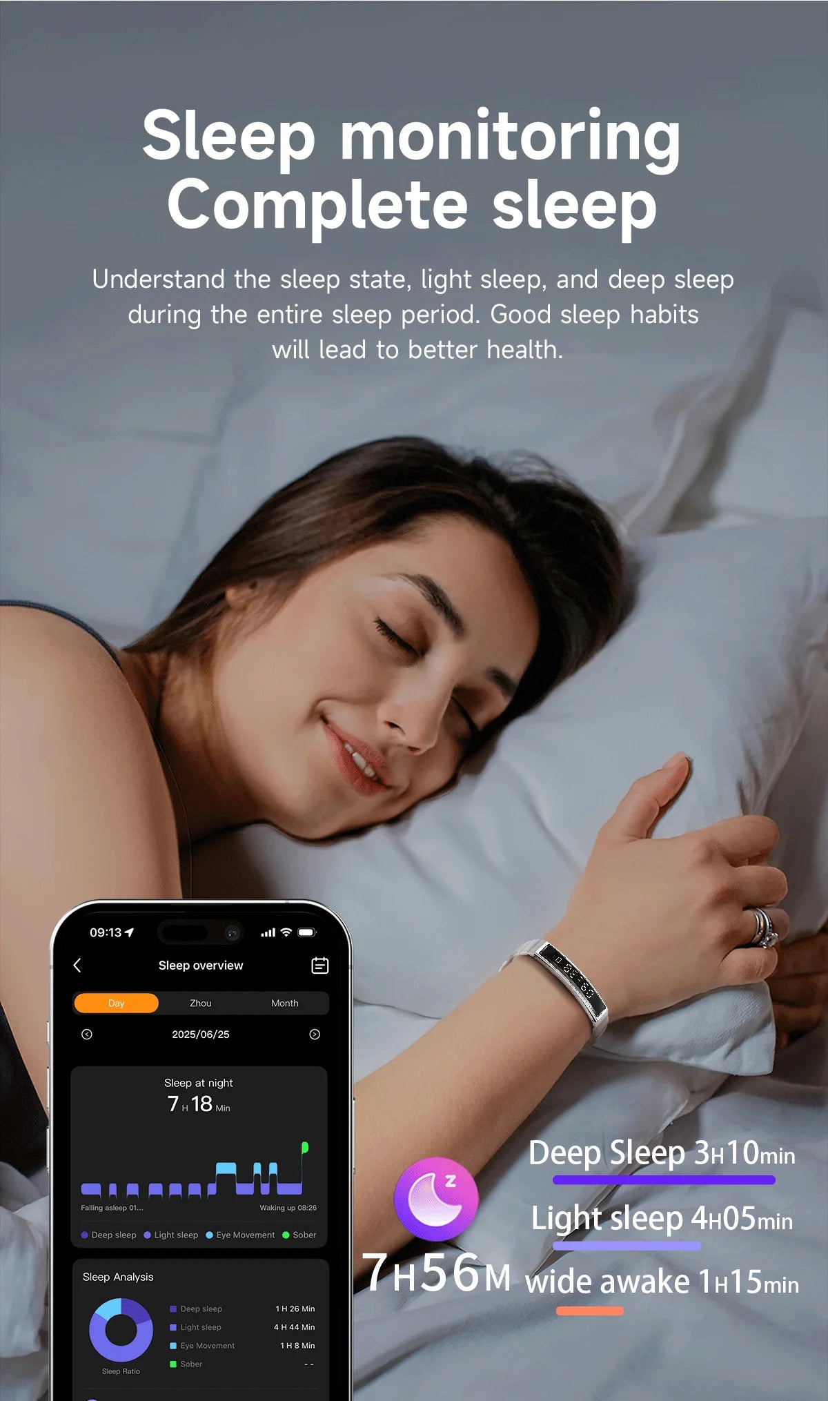 Ultra-Slim Smartwatch-Style Fitness Bracelet — HRV, SpO₂ & Sleep