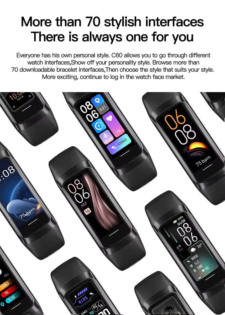 AMOLED Smart Watch – Health Tracking, 25 Sport Modes & Message Alerts