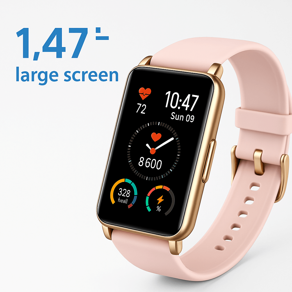 Slim 1.47″ Smart Watch – Call, Health & Fitness Tracker (Men & Women)