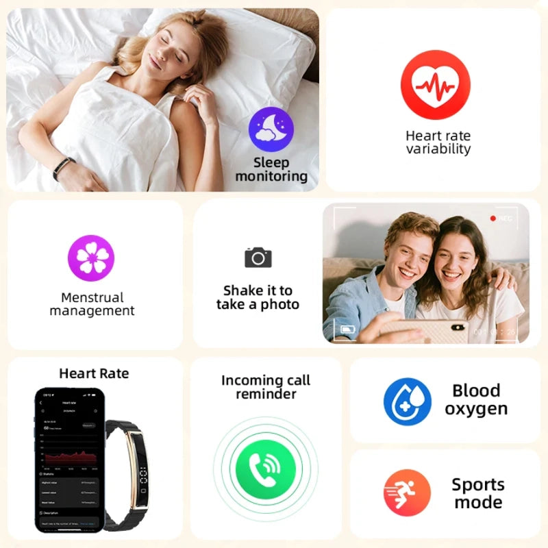Ultra-Slim Smartwatch-Style Fitness Bracelet — HRV, SpO₂ & Sleep